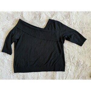 NWT Lane Bryant Women 22/24 Black Off Shoulder Sweater Career Asymmetric Collar